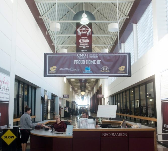 <p>The main lobby on Nov. 20, 2015 at the CMU Student Activity Center on 200 West Broomfield Street in Mount Pleasant, Mich.</p>