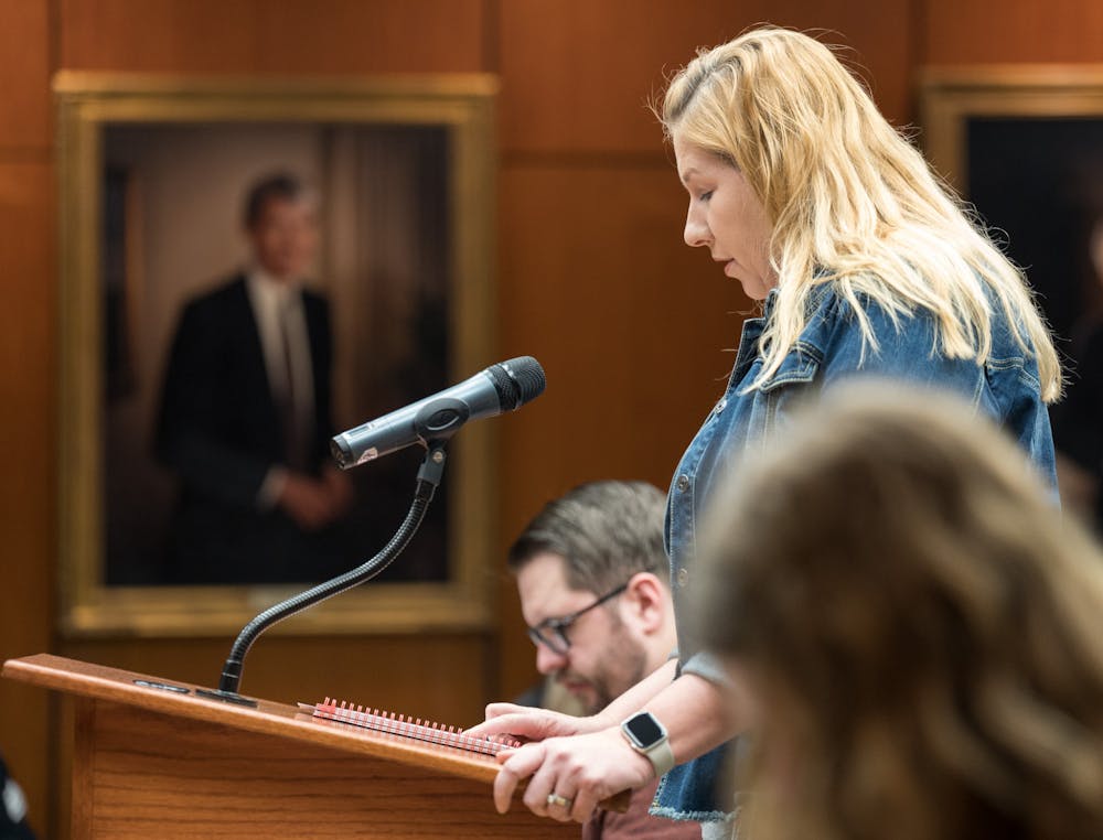 The Michigan State University Board of Trustees met in the Hannah Administration Building on April 22, 2022. Michigan State Alum Dawn Lagerstrom spoke out about the Swim and Diving team during public comment.