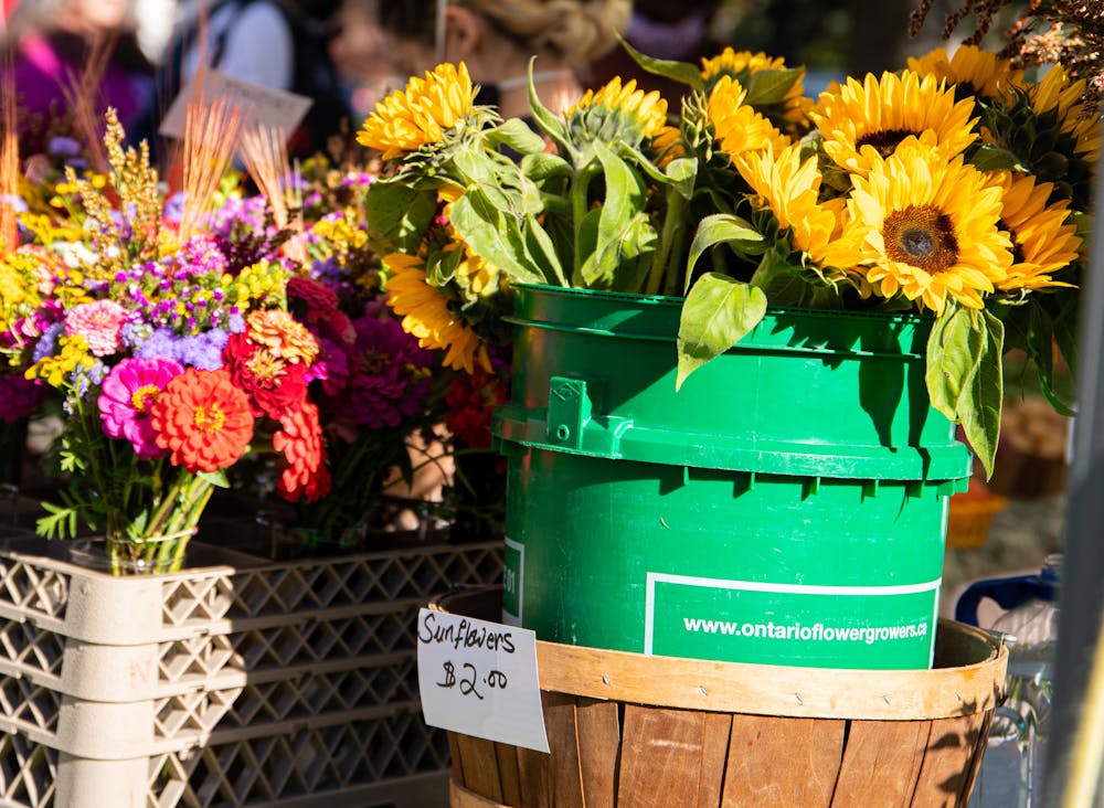 Flowers being sold at the Farmers Market at the Capitol in Lansing, MI on Sept. 30, 2021. The mission of the market being to provide a marketplace that showcases Michigan food and agriculture.
