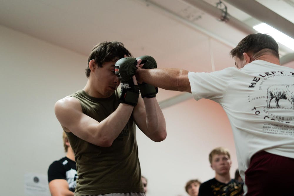 Members of the MSUMMA Club spar at IM West in East Lansing, MI on March 16. 2026.