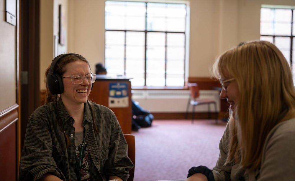 <p>Residential College in the Arts and Humanities students Scout Seltzer (left) and Heidi Tucker (right) on Nov. 6, 2024.</p>