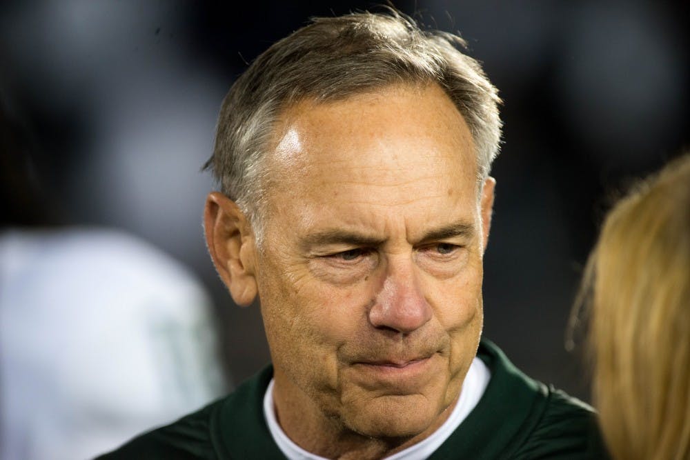 Head Coach Mark Dantonio after the game against Penn State at Beaver Stadium on Oct. 13, 2018. The Spartans defeated the Nittany Lions 21-17.