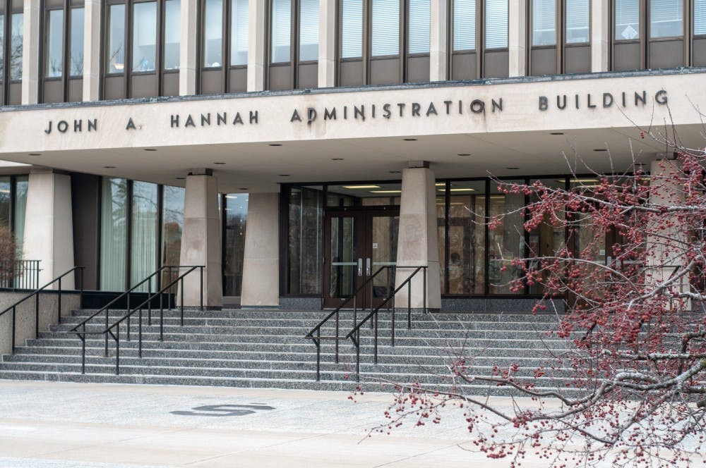 The John A. Hannah Administration Building on Jan. 10, 2019.