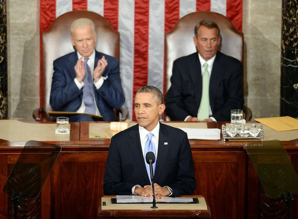 	<p>President Barack Obama gives his State of the Union address during a joint session of Congress on Capitol Hill in Washington, D.C. on January 28, 2014. (Olivier Douliery/Abaca Press/MCT)</p>