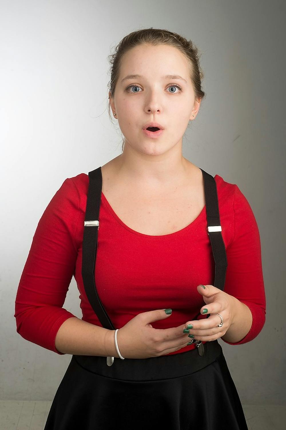 <p>Residential college of the arts and humanities sophomore Laura Klier with RCAHpella. Julia Nagy/The State News</p>