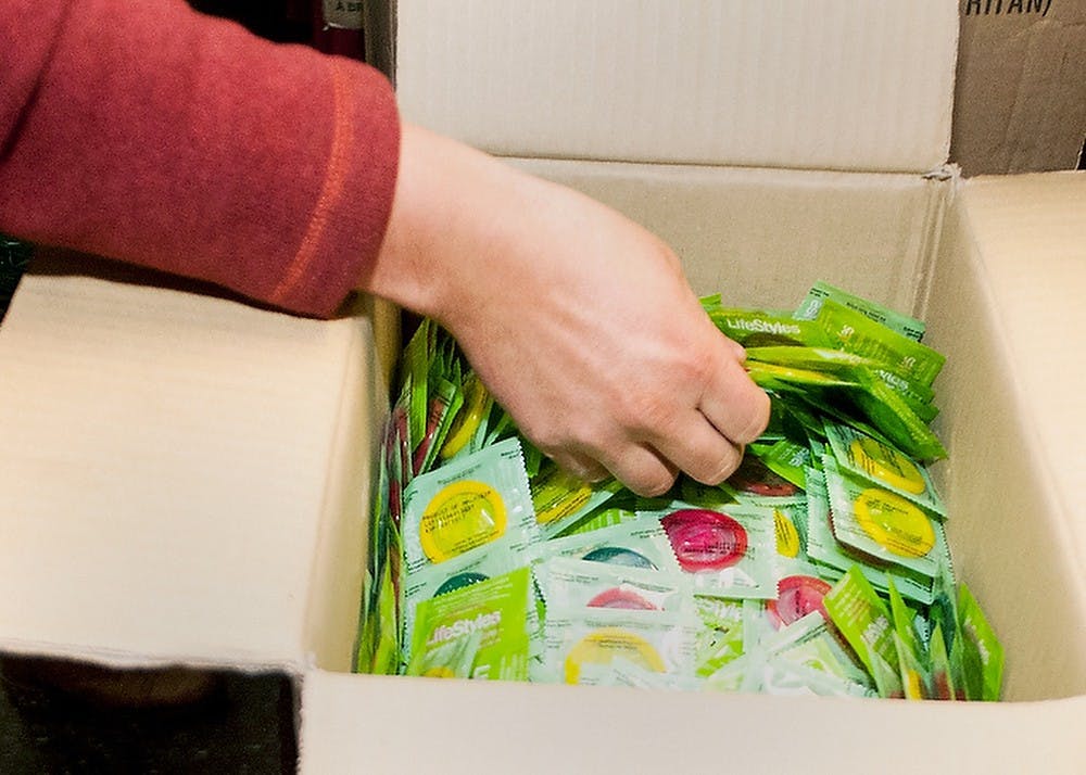<p>A box of condoms is pictured. State News File Photo.</p>