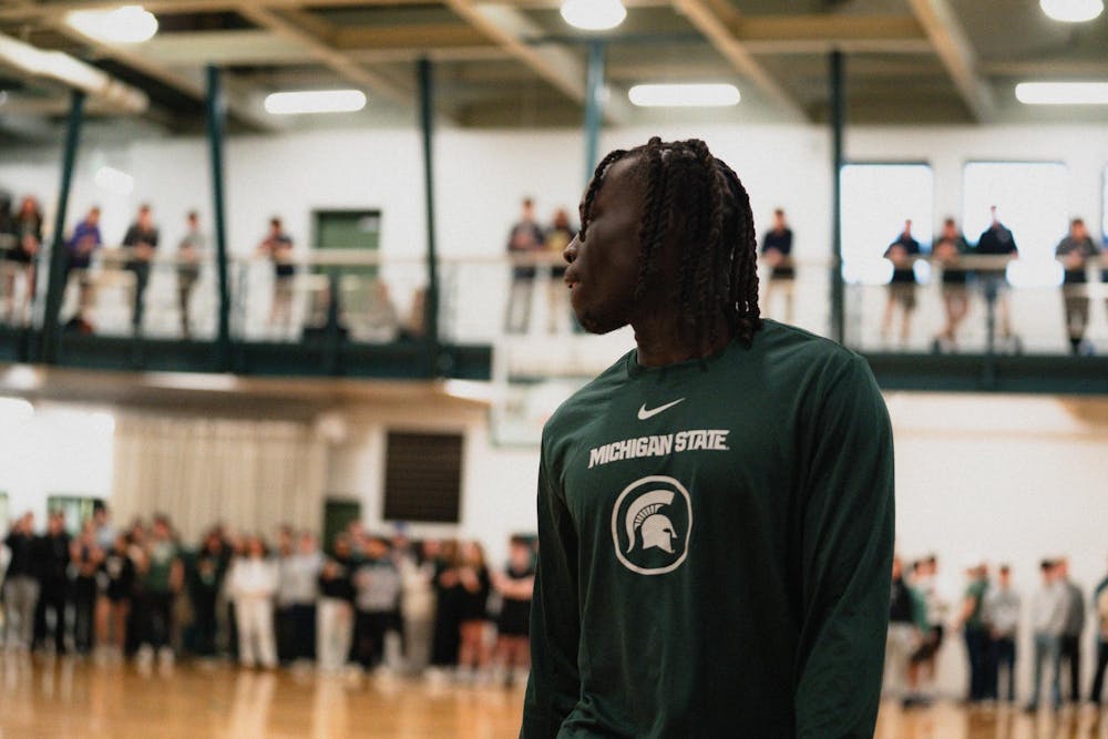 <p>Michigan State freshman guard Ker Teng plays pickup basketball at IM East on April 16, 2025. The men's basketball team showed off their skills during pickup runs for students to watch.</p>