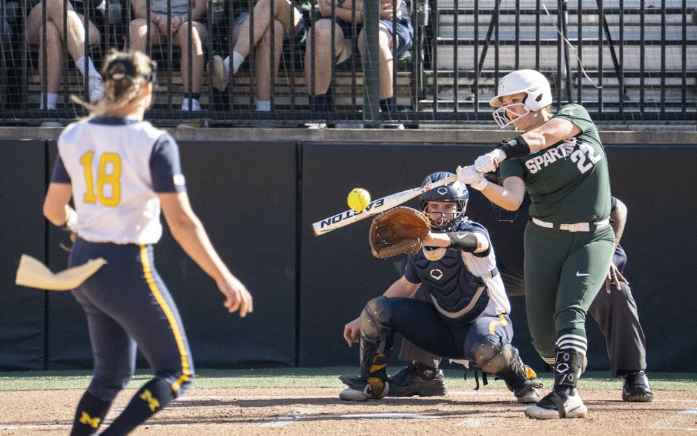 MSU softball takes on the University of Michigan during their rivalry game on Wednesday, April 22, 2023 at Secchia Stadium. 