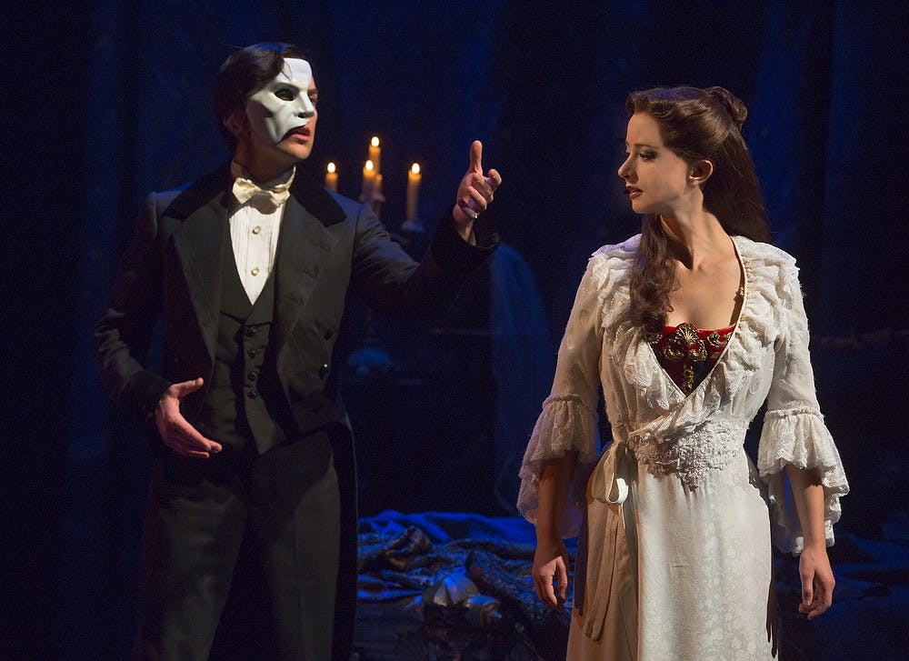 <p>Chris Mann and Katie Travis perform their roles for Phantom of the Opera. The production will continue at Wharton Center until April 12. Photo credit: Matthew Murphy / Wharton Center</p>
