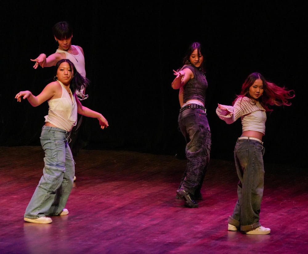 <p>Members of Iris perform their “We All Bleed Red” dance at Cobb Great Hall in the Wharton Center on Feb. 7, 2026.</p>