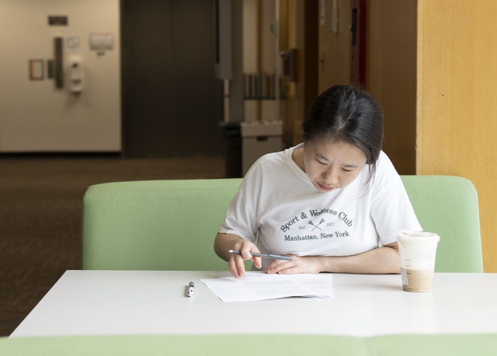 Graduate student Xuran Wang studying in the main library on Thursday, Aug. 25, 2022. 