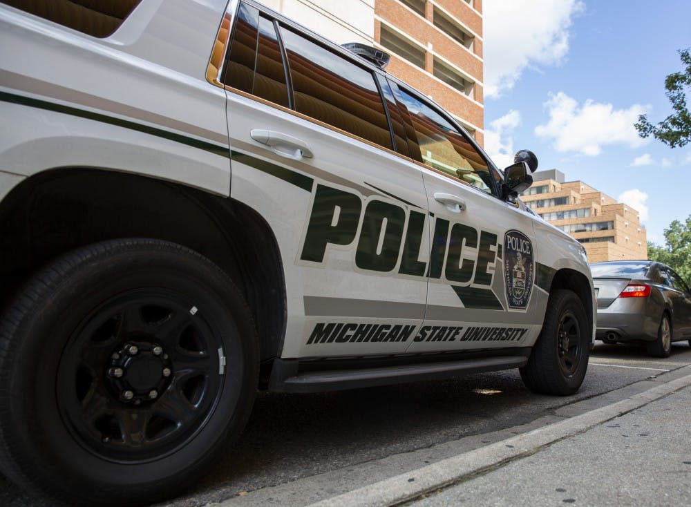 <p>A Michigan State Police car on Aug. 23, 2019 in East Lansing.  </p>