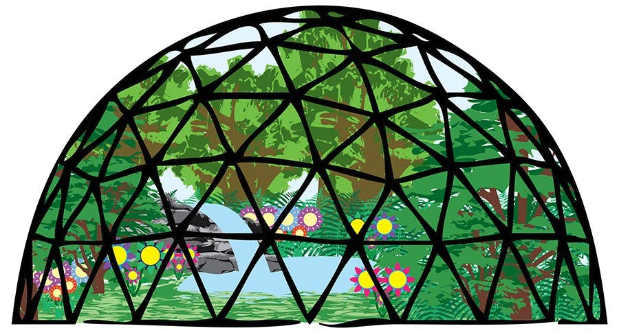 <p>The biodome, as envision by the project, would be 150 feet in diameter and 75 feet tall, and would be kept 75 degrees year-round.</p>