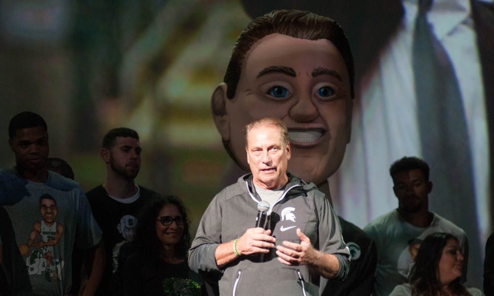 MSU men's basketball coach Tom Izzo speaks during Michigan State Madness on Oct. 20, 2017 at Breslin Center. Coach Izzo talked about his optimism for the upcoming season.