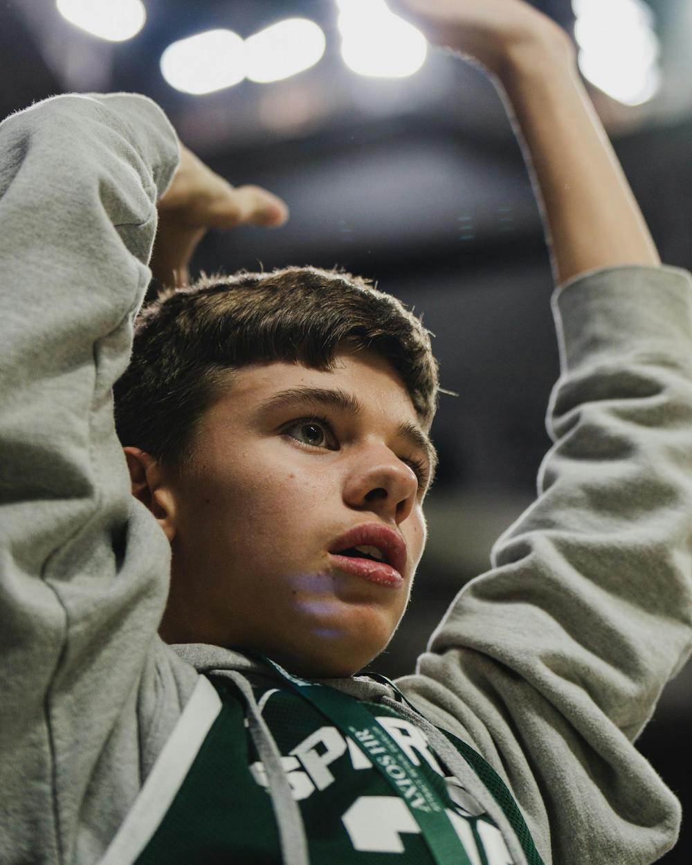 <p>A young MSU fan watches at the Breslin center as MSU takes on Bowling Green on Nov. 16, 2024</p>