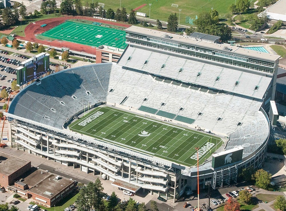 	<p>Spartan stadium sits empty a day before the football team took on Notre Dame on Friday afternoon, Sept. 14, 2012 inside of the Goodyear Blimp. Fans voted on <span class="caps">ESPN</span>.com to decide what college football game would be considered &#8220;blimp worthy.&#8221; Natalie Kolb/The State News</p>