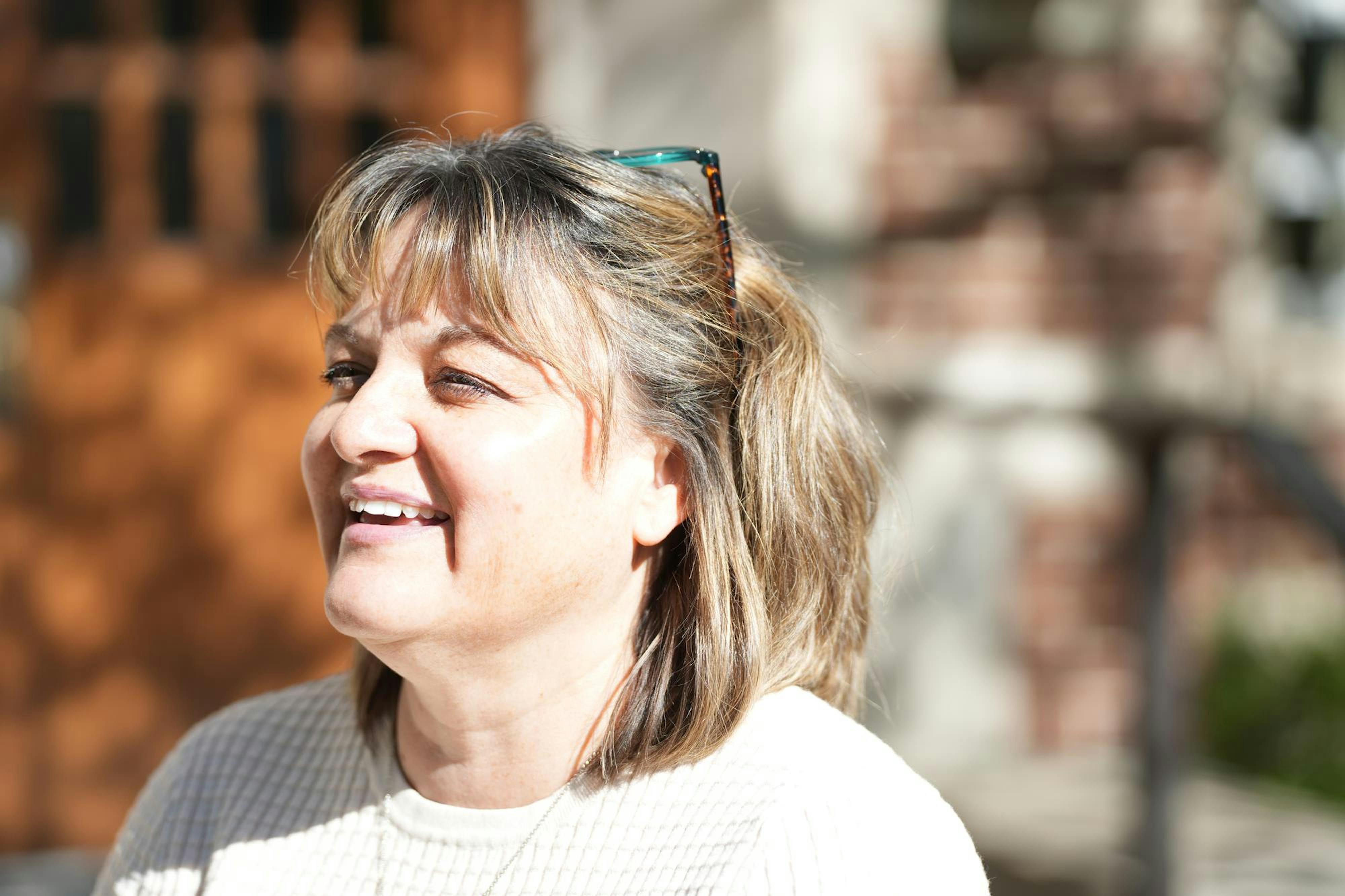 <p>Michigan State interdisciplinary social sciences senior, Tina McGinnis shares her optimism as an undergraduate student in her 40s. "I would sometimes feel out of place in the hallways but everyone was really sweet about it," she said. "I started wearing Michigan State stuff so when I walked around, people were just like, 'oh, that's the secretary from the Social Science building.'"</p>