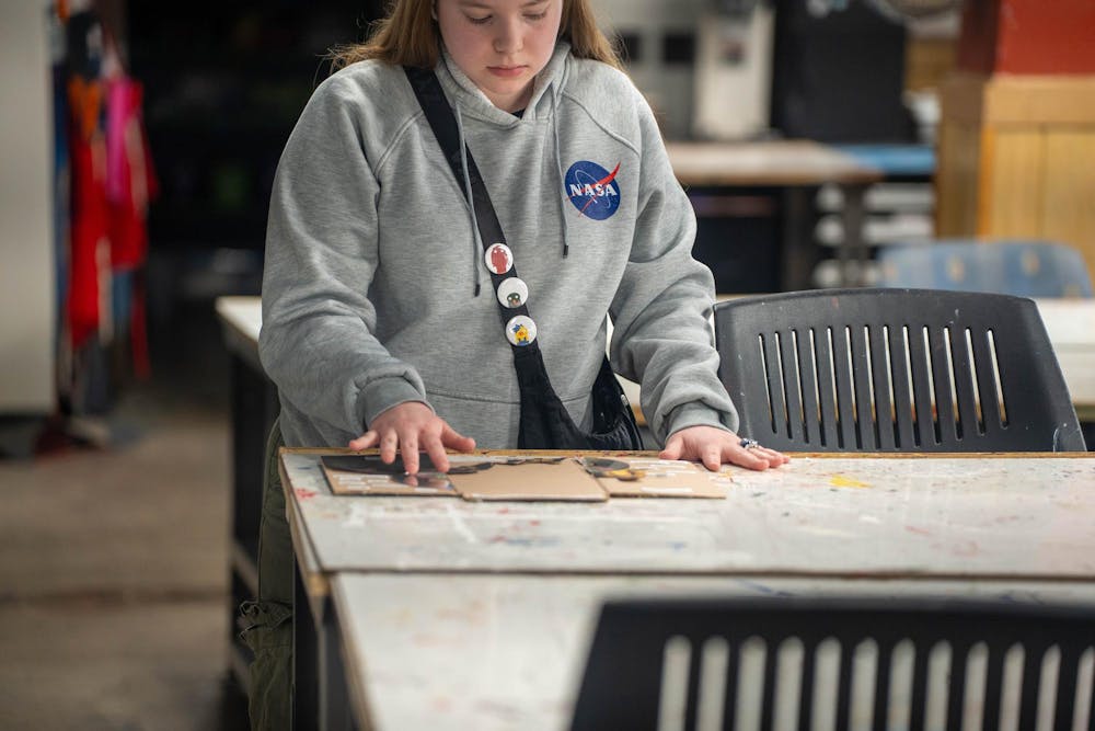 an artist working in the art studio at Snyder Hall in East Lansing, on April 8 2026
