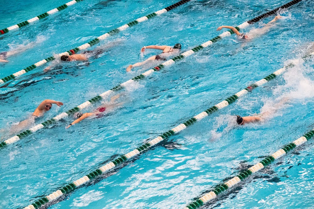 Members of the Michigan State Swim Club practice at the IM West Fitness Center on Michigan State University’s campus in East Lansing, Mich., on Tuesday, May 7, 2026.