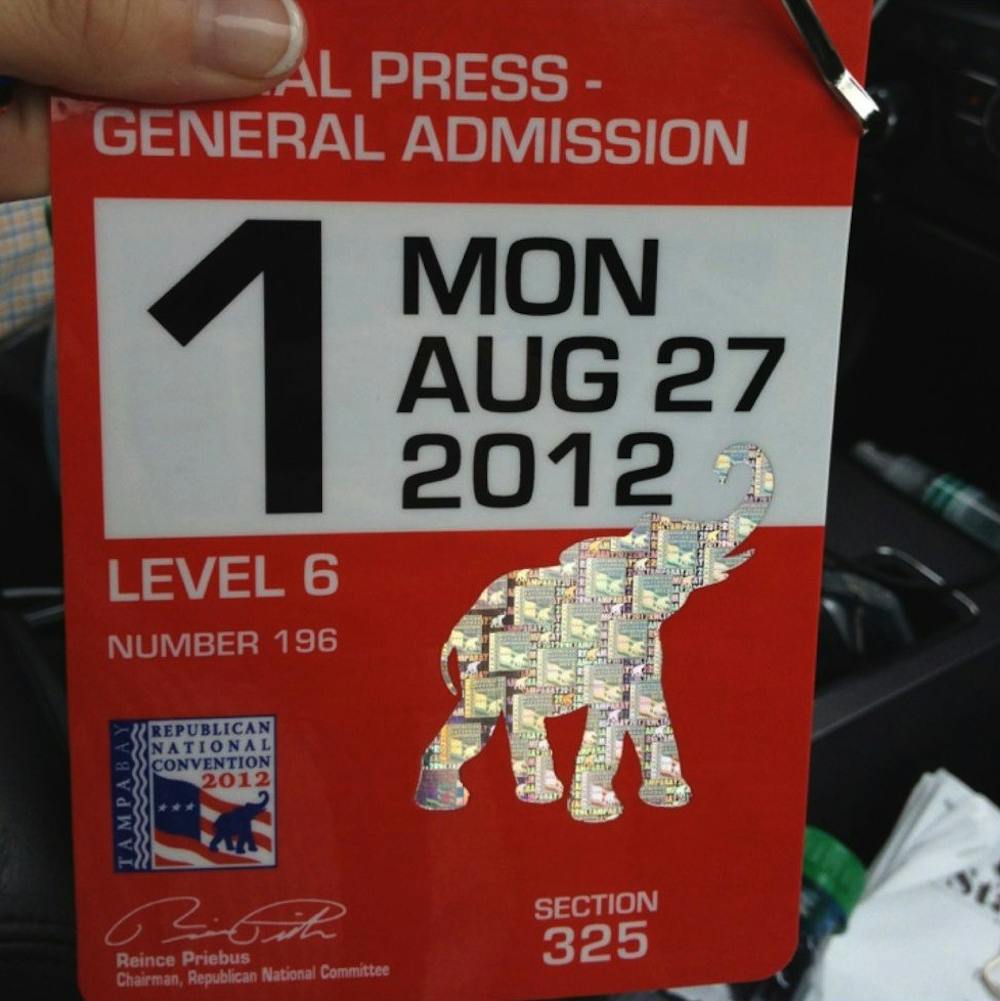 	<p>The State News&#8217; pass to the convention hall at the Republican National Convention in Tampa, Fla.</p>