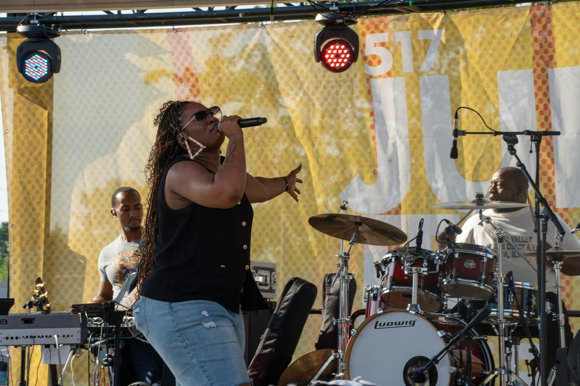 Gospel singer Kira Daffin performs at 517 Juneteenth Weekend in the REO Town district of Lansing, Michigan on June 21, 2025.