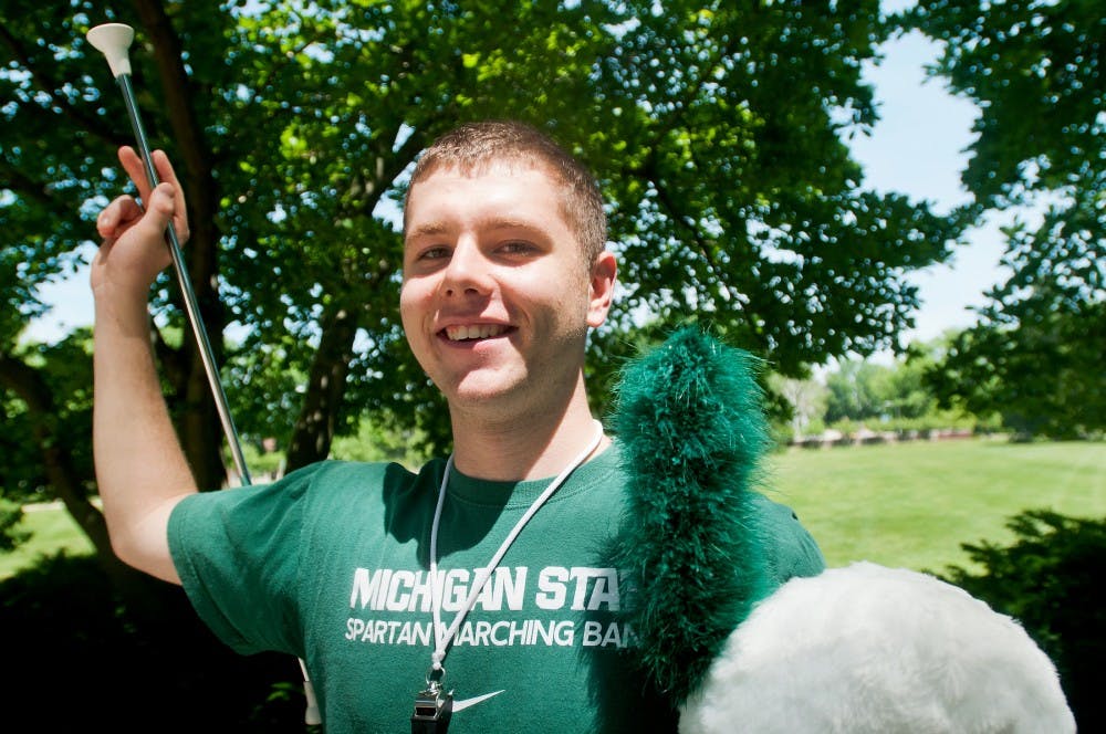 Human biology and neuroscience junior Frank Loomis stands outside of Demonstration Hall Wednesday afternoon. Loomis has just been named the newest drum major for the MSU Spartan Marching Band. Samantha Radecki/The State News