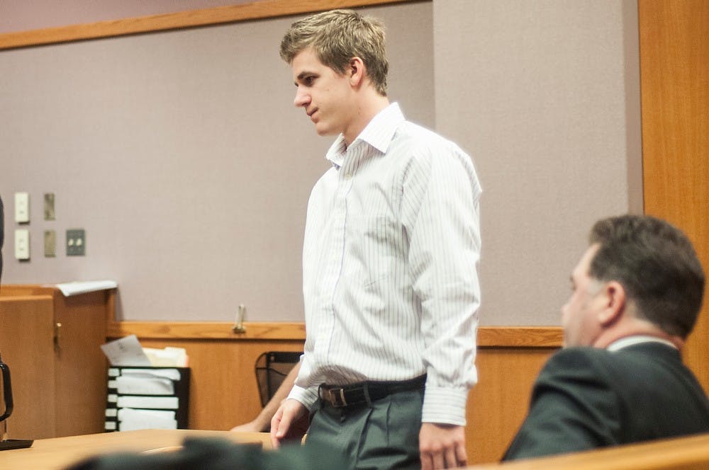 	<p>East Lansing resident Samuel Roberts walks into the courtroom Tuesday at the 54-B District Court. His pretrial for the alleged assault of an <span class="caps">MSU</span> student is set to take place Dec. 3, 2013. Danyelle Morrow/The State News</p>