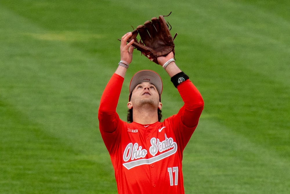 <p>Ohio State freshman infielder Anthony Scheppler (17) prepares to catch the ball at McLane Stadium on April 19, 2025.</p>