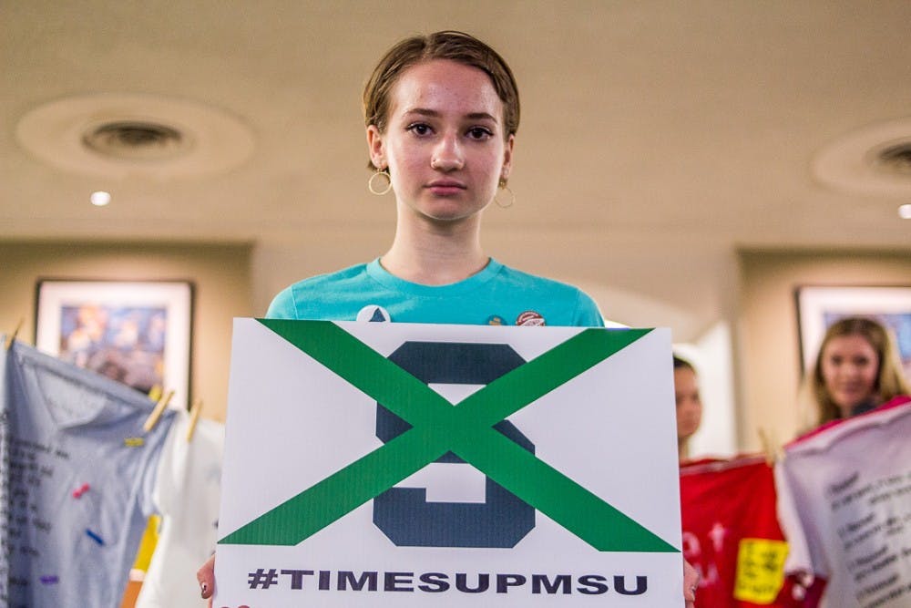 Morgan McCaul poses for a portrait on April 10, 2018 at the MSU Union. McCaul was a main speaker for the Take Back the Night event to bring awareness to sexual assault and all types of violence. 