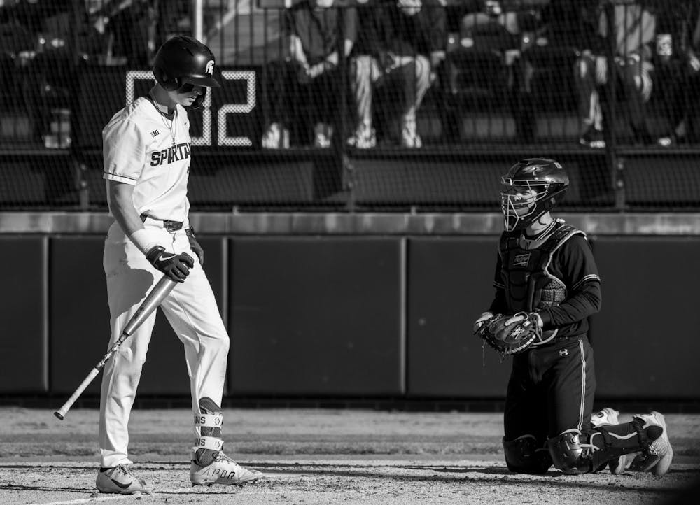 MSU sophomore infielder Ryan McKay (1) swings for the last try at MSU Jeff Ishiba Field on April 11, 2025.