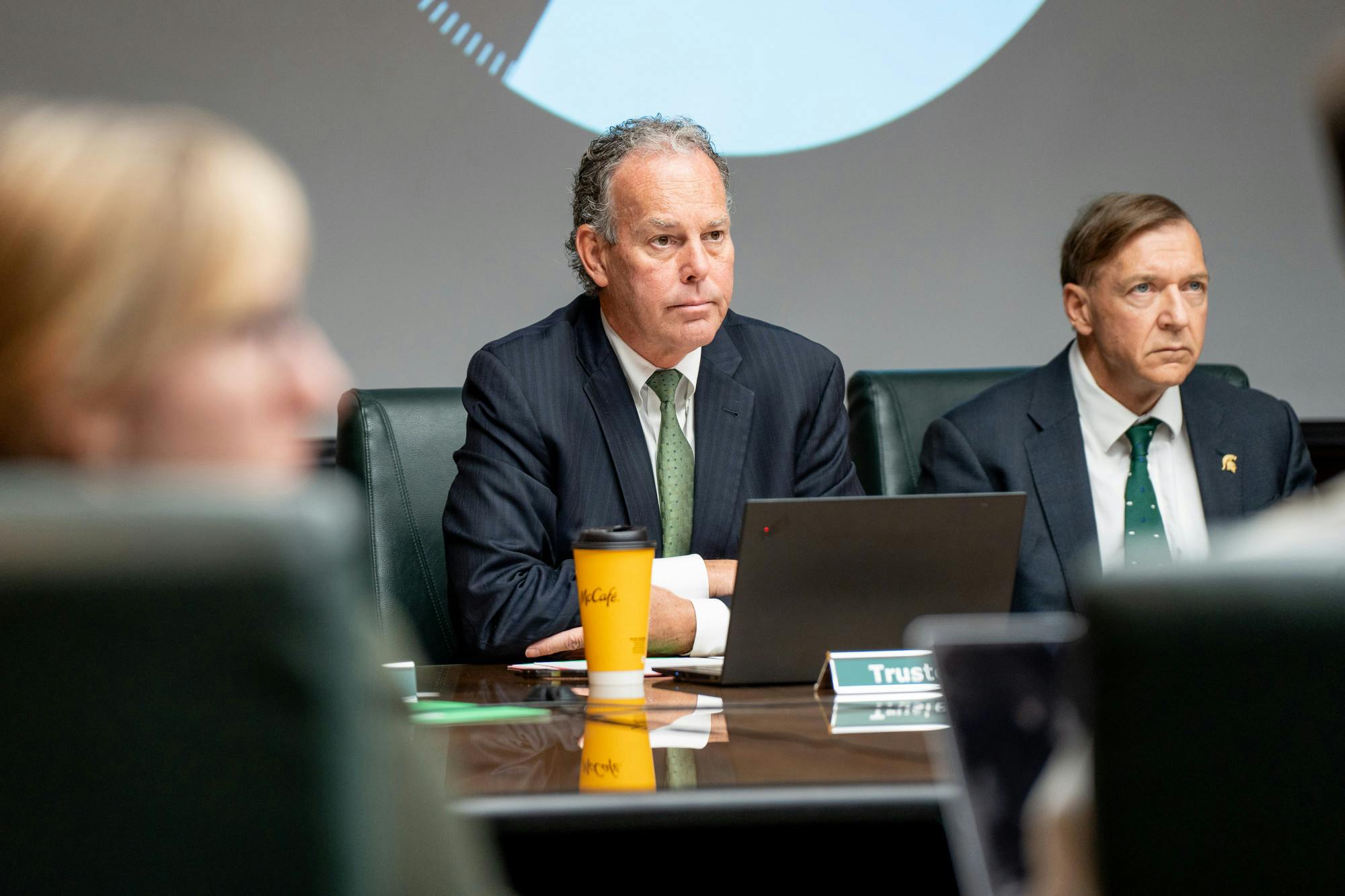 <p>Vice Chair Dan Kelly listens to remarks at the Board of Trustees meeting on Oct. 28, 2022.</p>