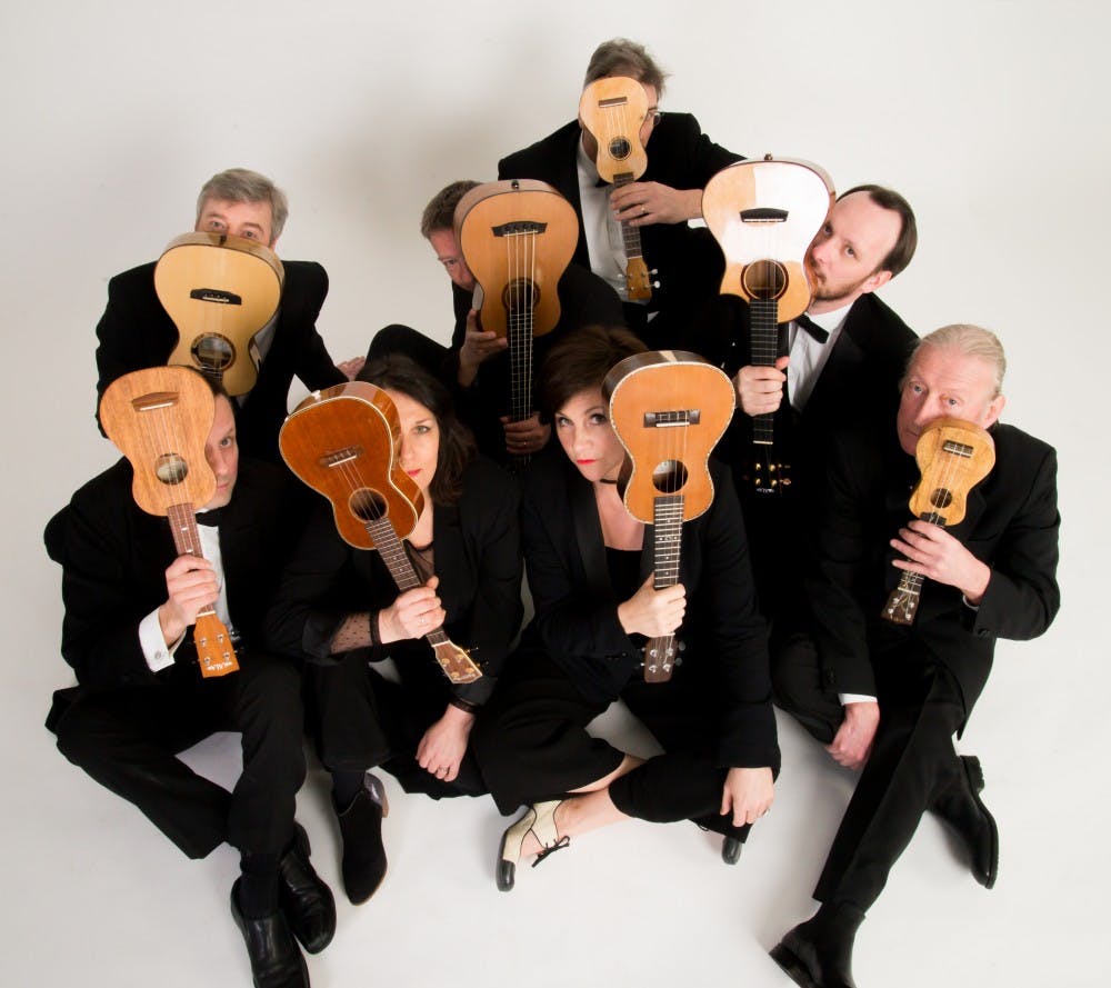 The Ukelele Orchestra poses for a picture. Photo courtesy of the Wharton Center.