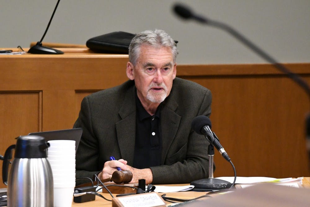 <p>Mayor Mark Meadows at the July 16 East Lansing Council Meeting.</p>