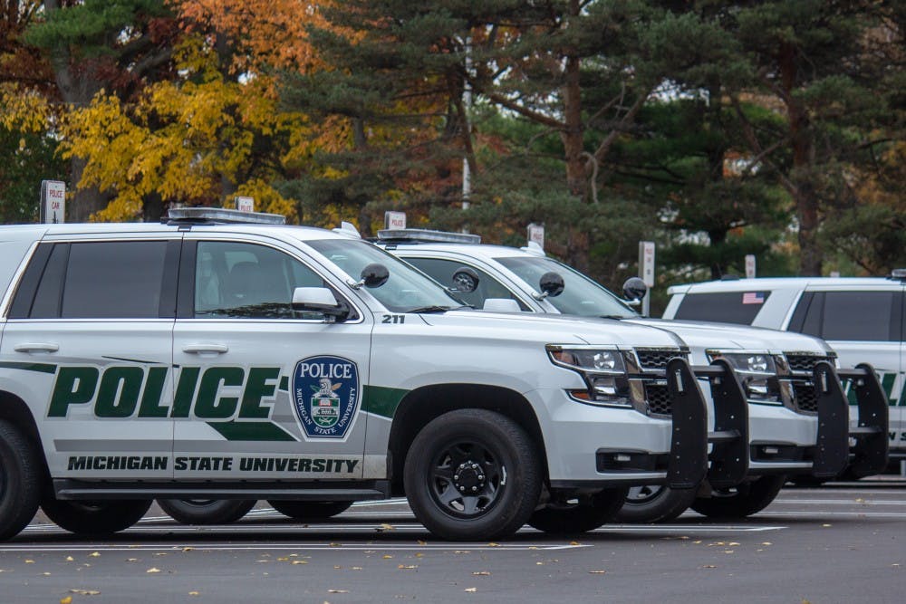 MSU Police Department cars on Nov. 1, 2018.