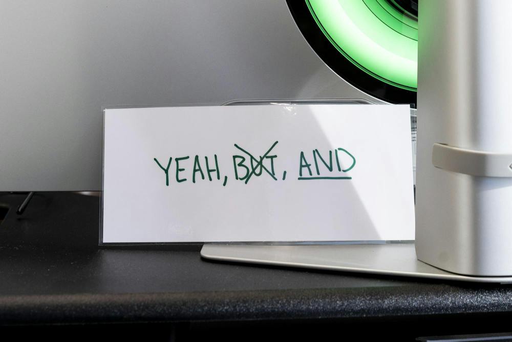 <p>A sign on Dan Bartholomae, Michigan State athletic director's, desk in his office in East Lansing, Mich., on Wednesday, Oct. 7, 2026.</p>