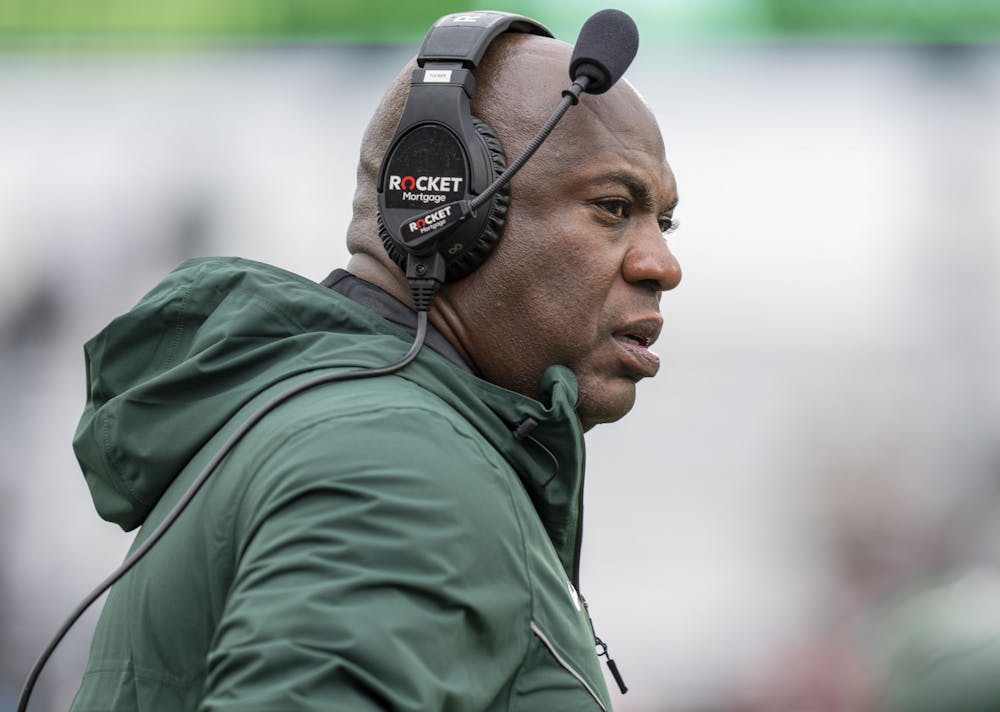 Head Coach Mel Tucker during Michigan State’s last game at home against Indiana on Saturday, Nov. 19, 2022 at Spartan Stadium. Indiana ultimately beat the Spartans, 39-31.