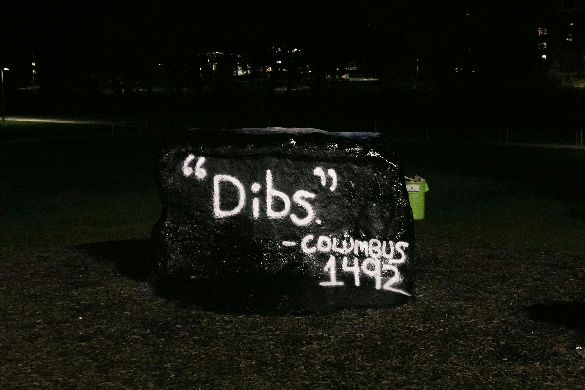 <p>Turning Point USA painted over The Rock on Farm Lane on Oct. 14. 2024. Courtesy photo from Erick Diaz Veliz</p>