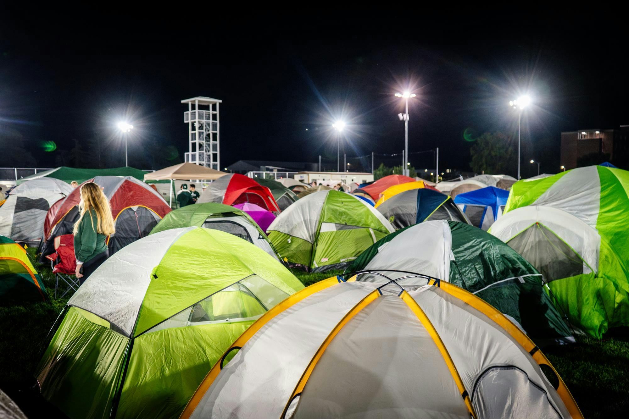 Campsites are set up covering the entirety of Munn field on Oct. 4, 2024, for the annual Izzone Campout. 