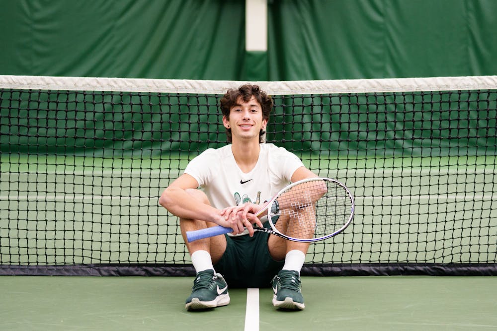 <p>Michigan State Freshman tennis player Ozan Baris, photographed on Feb. 3, 2023.</p>