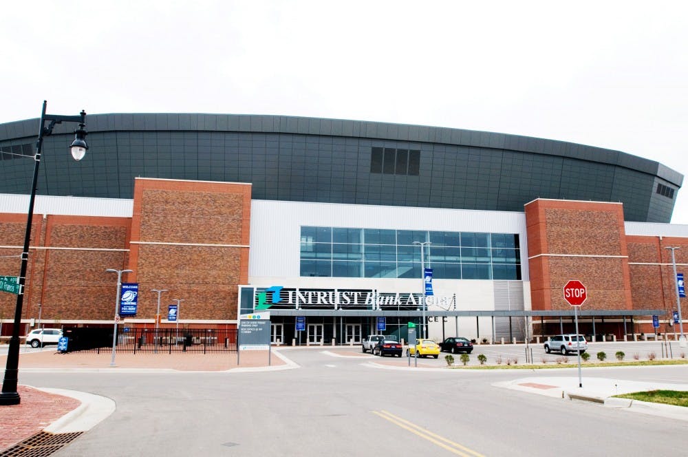 The INTRUST Bank Arena in Wichita, Kan., normally houses the local hockey team, Wichita Thunder, but is hosting the NCAA women's basketball tournament's first- and second-round games for the first time. The game between MSU and Northern Iowa was the fifth basketball game ever played in the arena since it was built in 2009. Lauren Wood/The State News