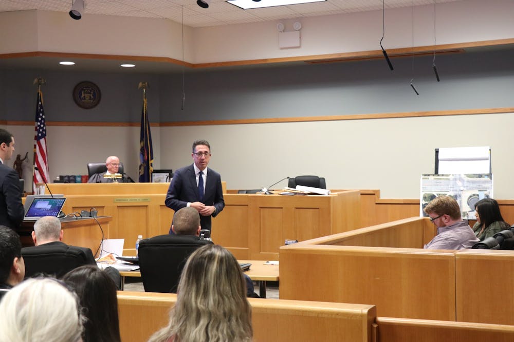 <p>Defense attorney for Adam Young gives his closing statement on the case to the jury. </p>