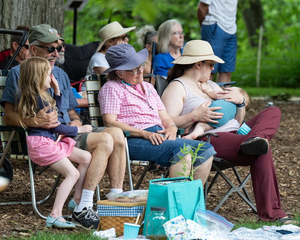 <p>Attendees of the Music and the Garden event listen to the live performances in the W.J. Beal Botanical Garden in East Lansing, Mich., on June 28, 2026.</p>
