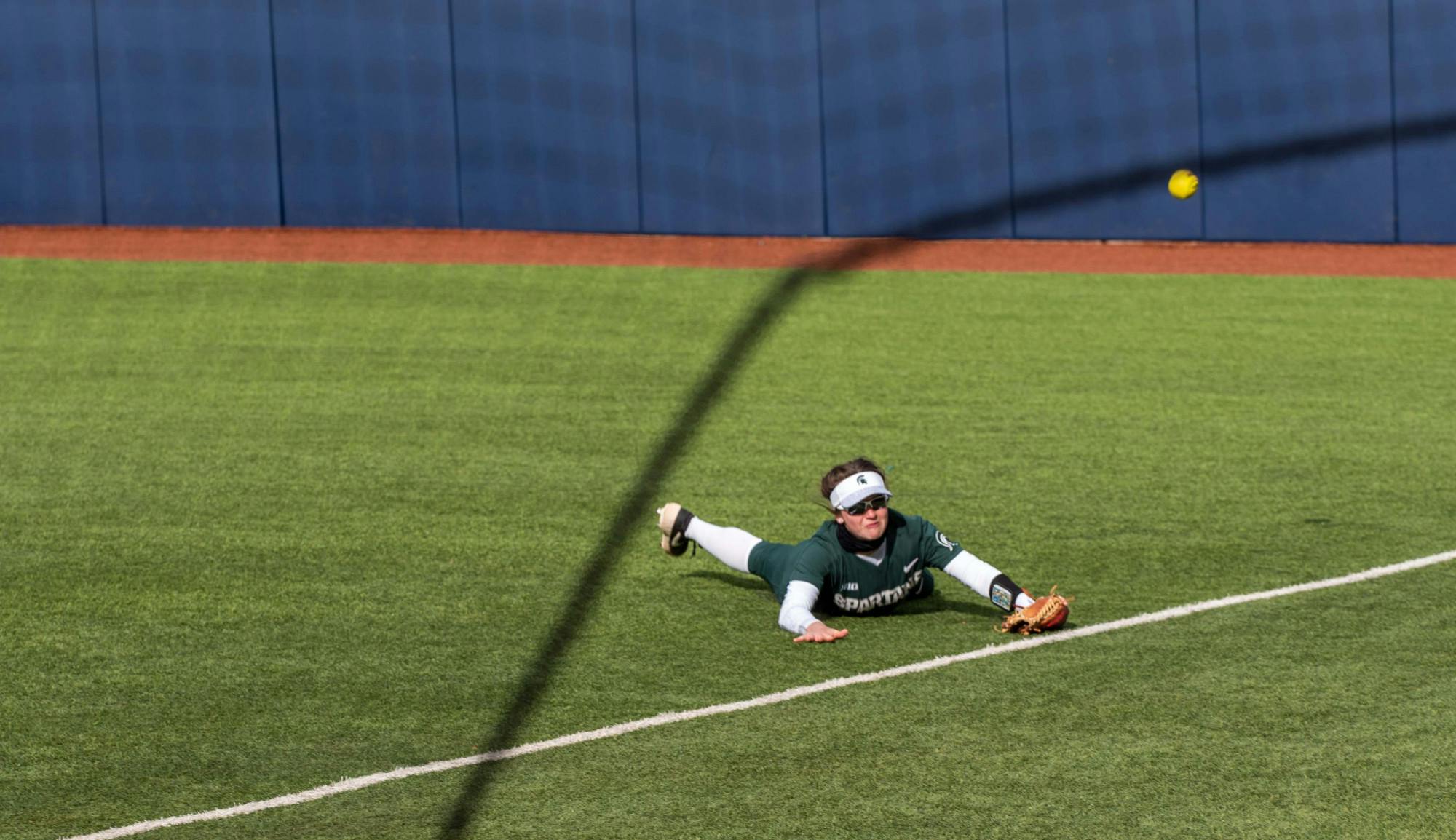 Trivelpiece dives and misses the ball resulting in Michigan scoring a run in the bottom of the fifth inning. The Wolverines crushed the Spartans in a 6-1 win back on their home turf on April 14, 2021.