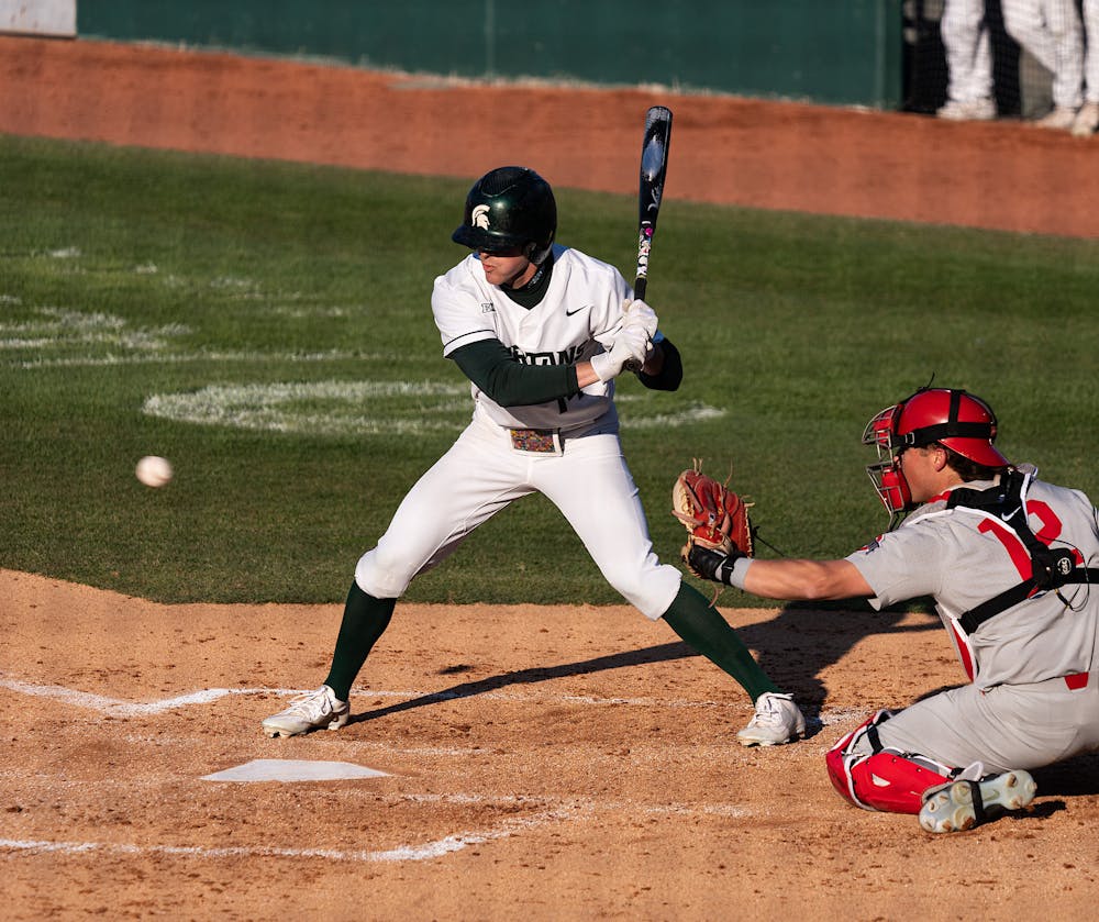<p>MSU taking another swing against OSU at Jackson Field on April 7, 2023.</p>