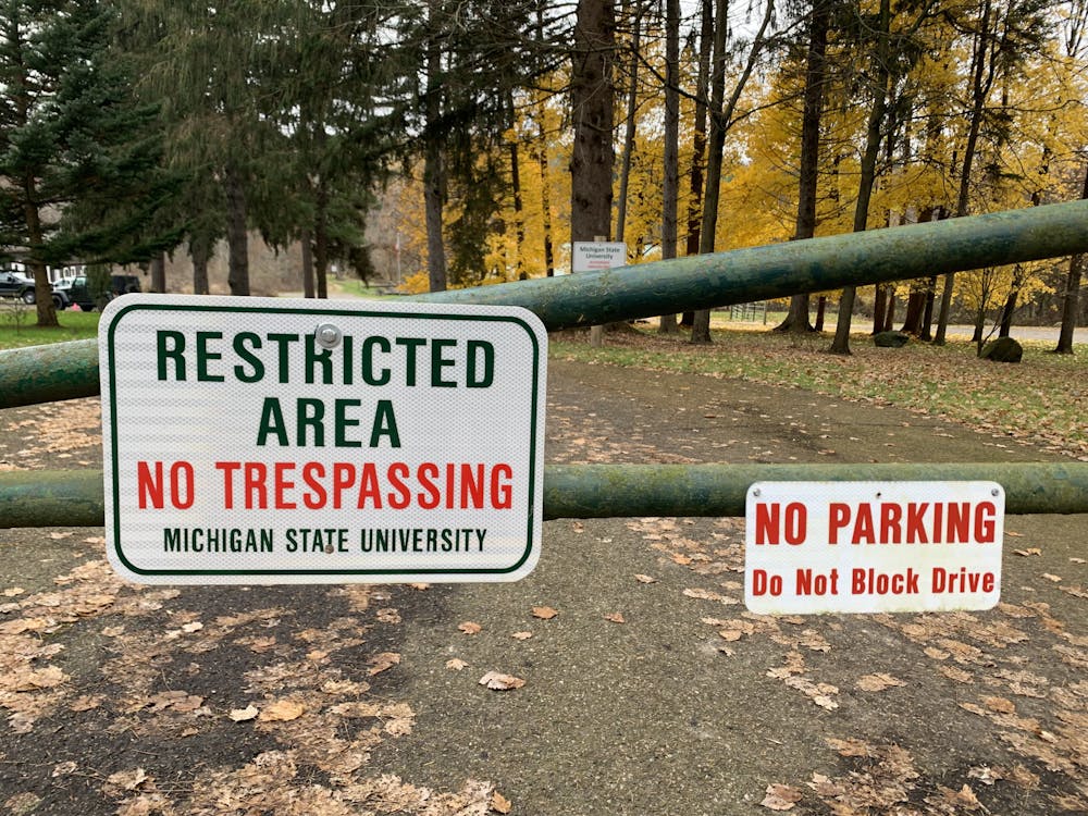 <p>A sign outside W.K. Kellogg Experimental Forest stating that it is a restricted area on Nov. 21, 2021. This area was previously open to the public, but has been closed since March 2020.</p>