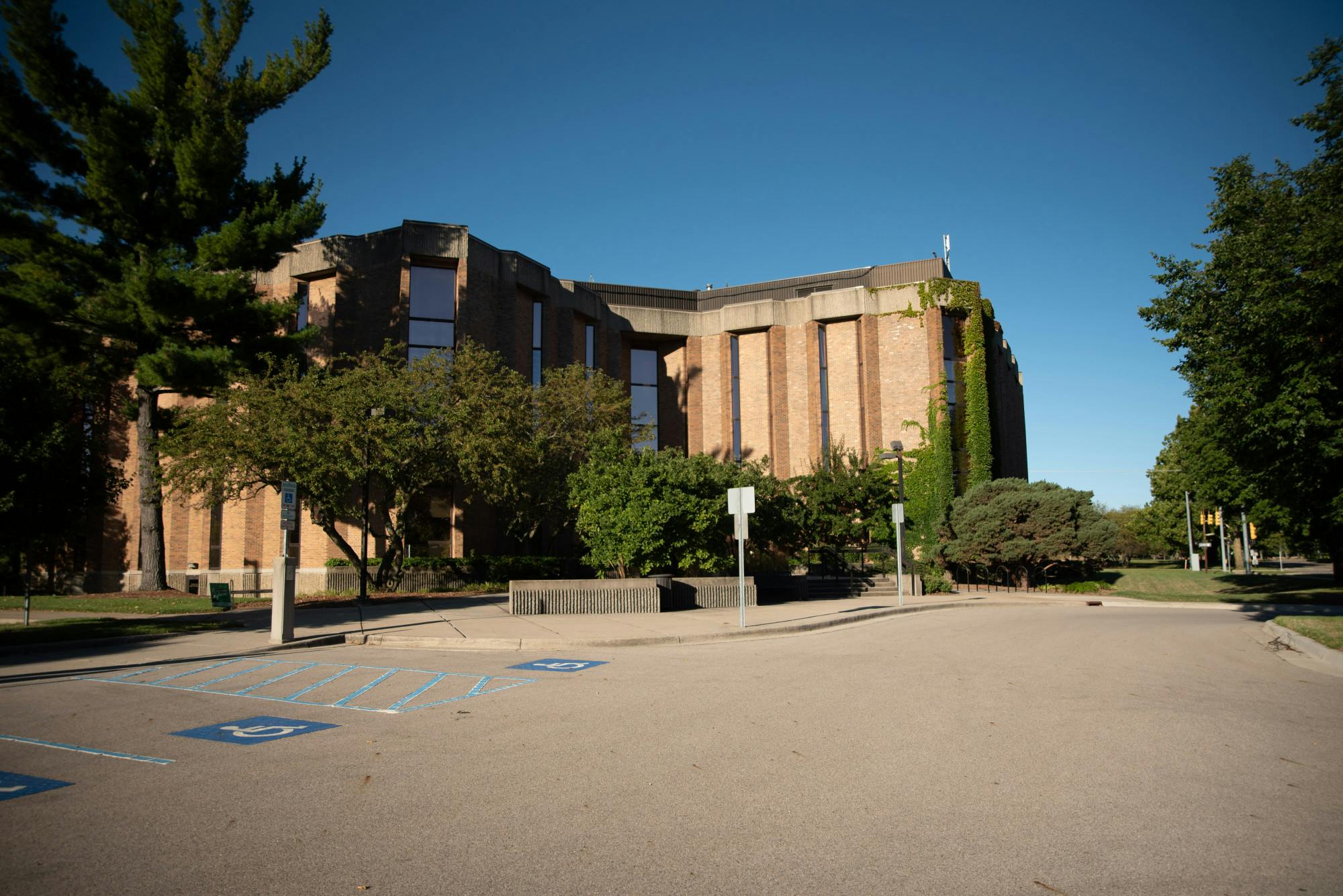 <p>Front entrance of Michigan State University&#x27;s Nisbet Human Resources building on Friday, Sept. 4, 2020.</p>