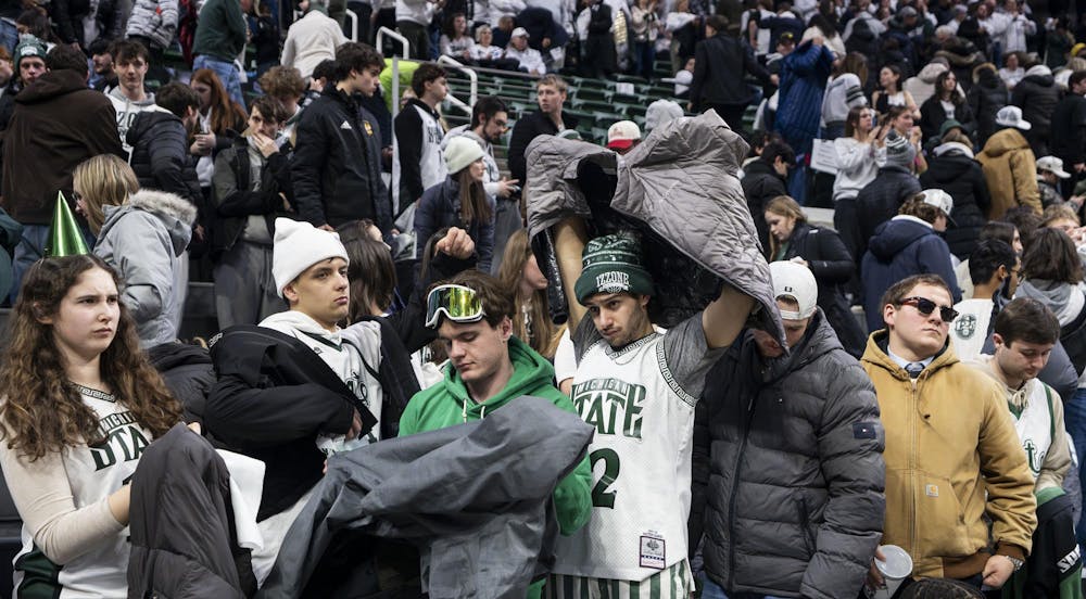 <p>MSU fans leave the Breslin Student Events Center disappointed after UM defeated MSU 83-71 on Jan. 30, 2026. </p>