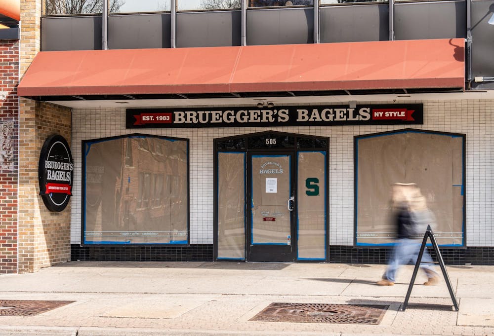 <p>Brueggers Bagels location closes on Grand River Ave. in East Lansing, MI on March 25, 2026.</p>