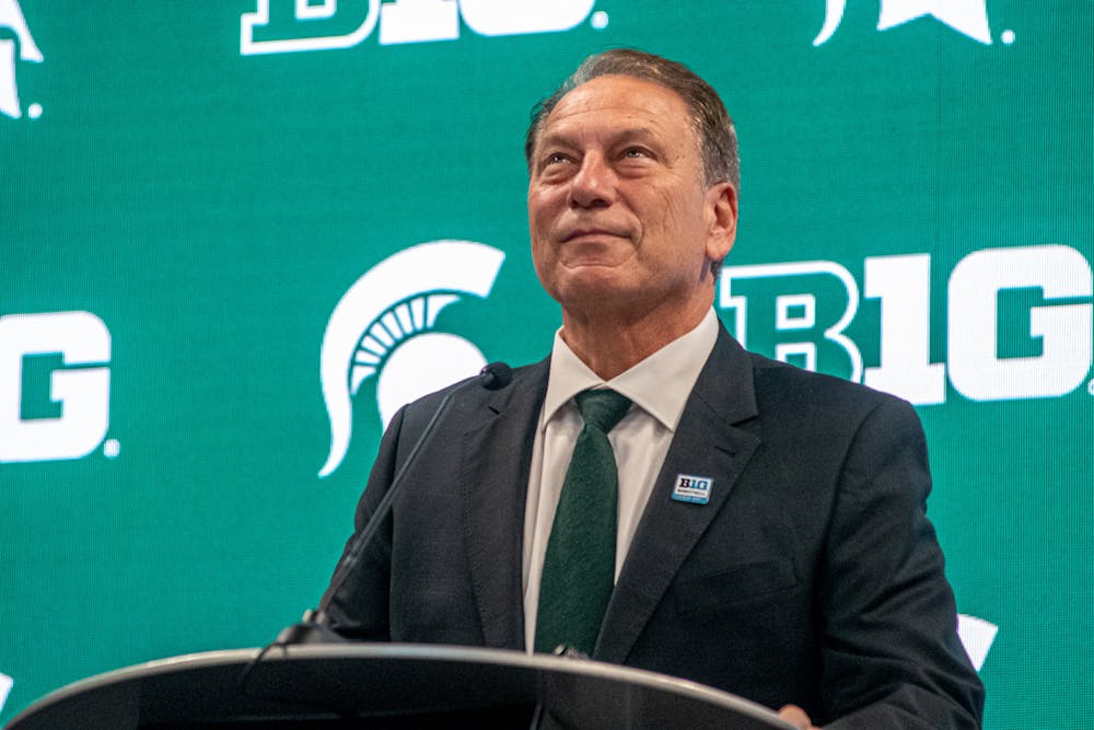 <p>Tom Izzo speaks at Big Ten media day at Gainbridge Fieldhouse in Indianapolis, Ind. on Oct. 8, 2021. Izzo said he likes how the team is meshing together but believes they are &quot;a bit more unproven&quot;, compared to the rest of the Big Ten Conference.</p>