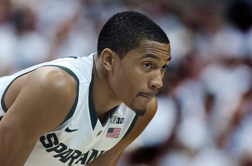 	<p>Sophomore guard Brandan Kearney waits for a free throw to be shot at the game against Texas on Saturday, Nov. 22, 2012,  at the Breslin Center. The Spartans won, 67-56. Katie Stiefel/ The State News</p>